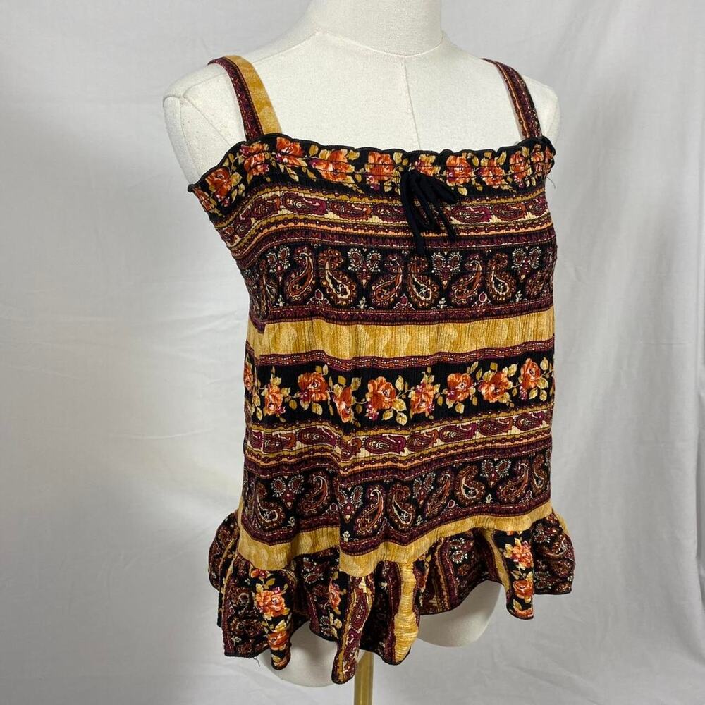 Camila orange retro boho tank top size 3/4 y2k preppy summer
